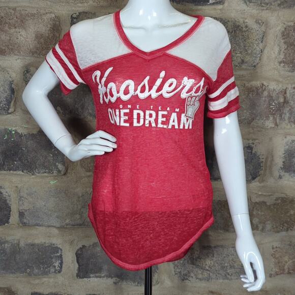 Juniors by GEN_2 Hoosiers Top IU Indiana University Woman's Small 3/5 Red White - Picture 1 of 12